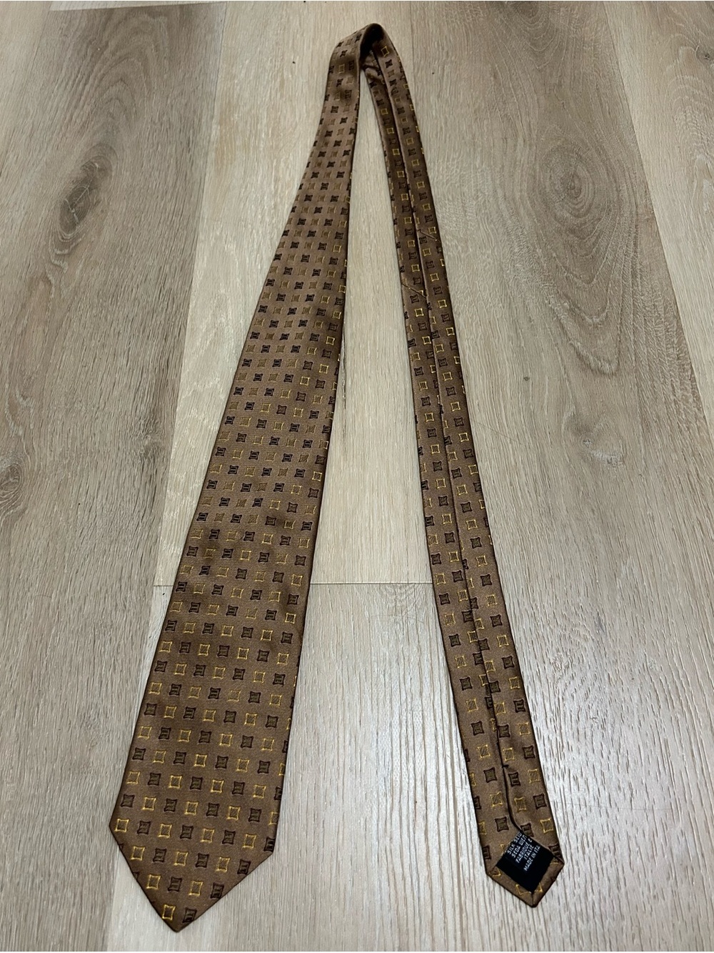 Hugo Boss Brown Tie with Square Motif